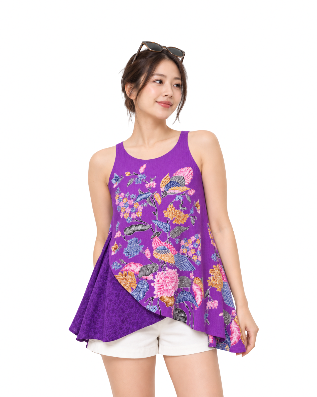 (TSBB-PH-PUR) Purple Phoenix Summer Batik Blouse