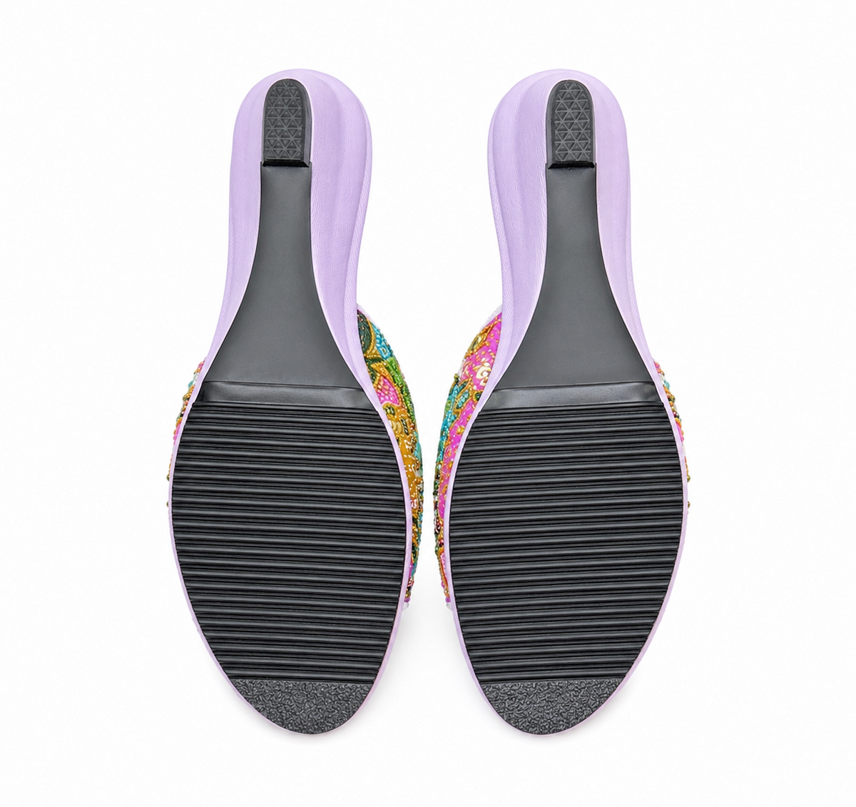 (WPUR-FLOTUR) Purple Wedges - Turquoise Beaded Flower