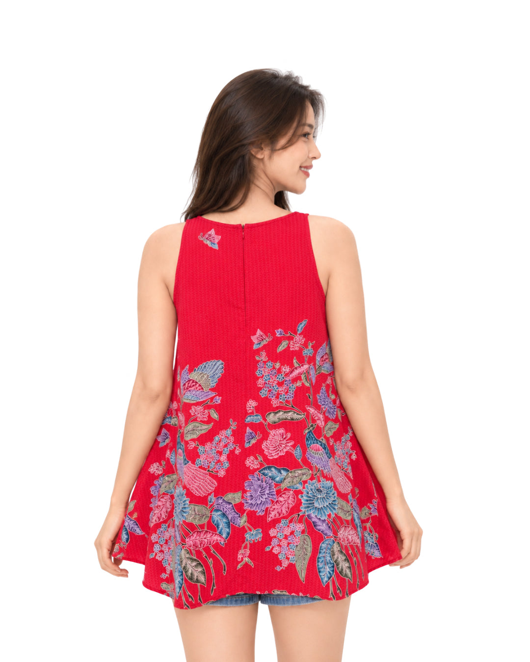 (TSBB-PH-RED) Red Phoenix Summer Batik Blouse