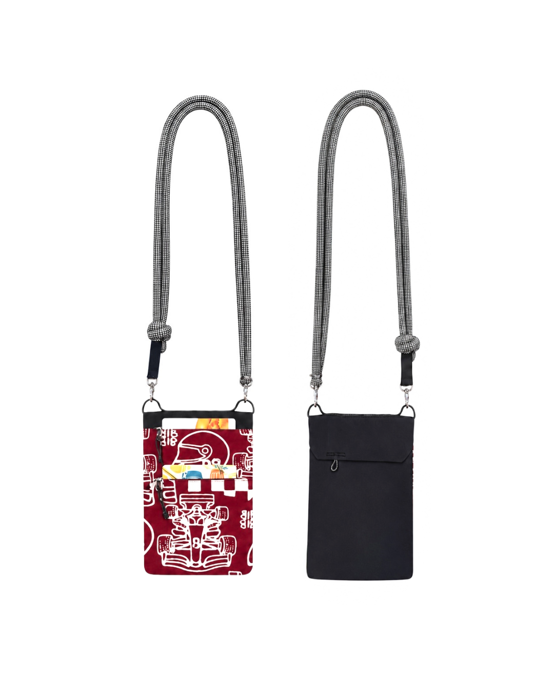 (GSECP-RF-RED) Red Racing Flags Batik Everyday Crossbody Pouch