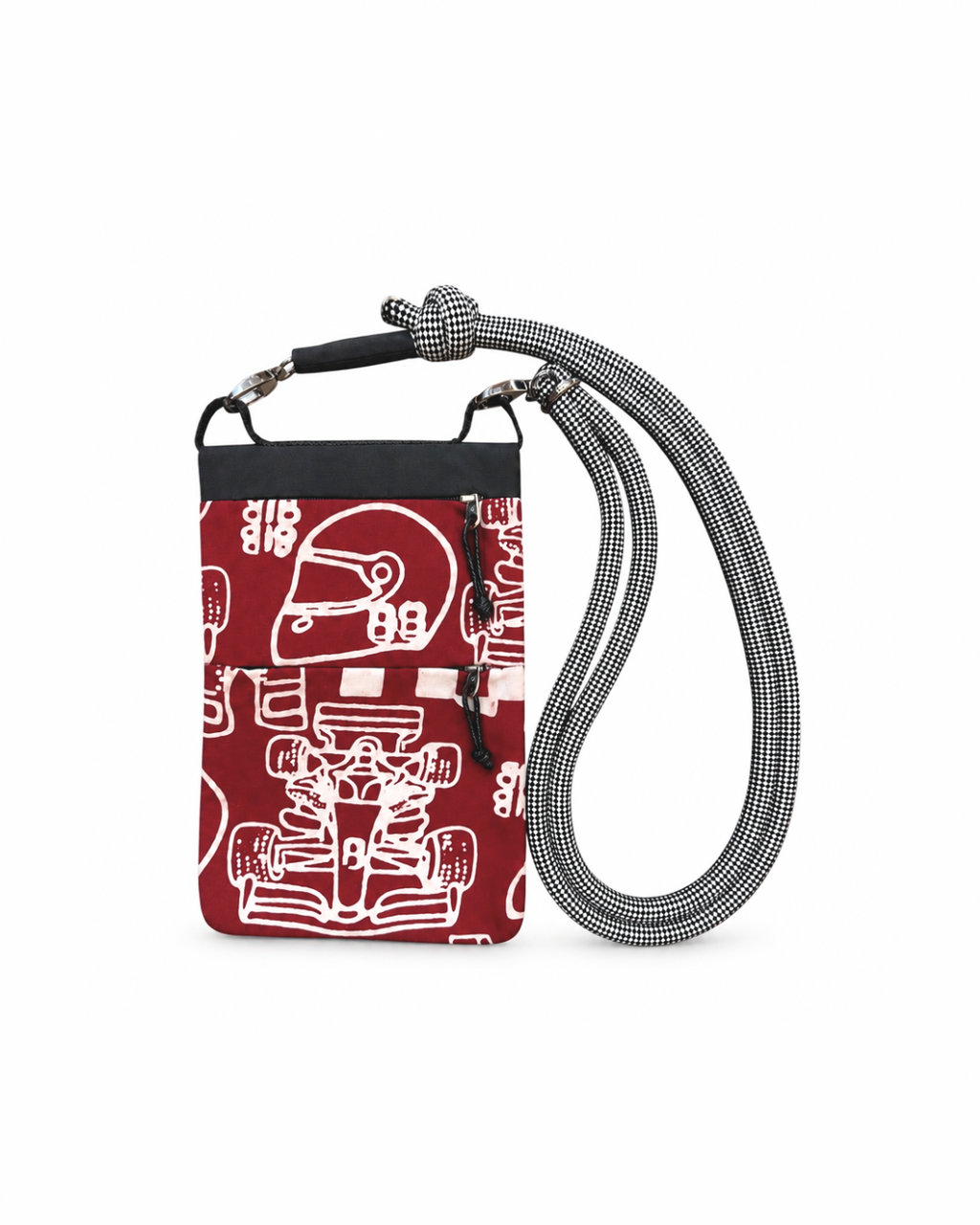 (GSECP-RF-RED) Red Racing Flags Batik Everyday Crossbody Pouch