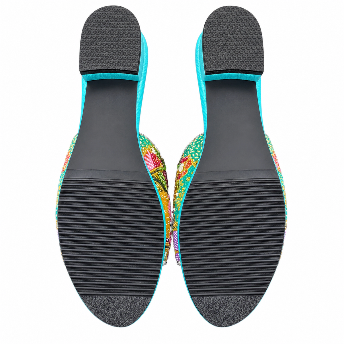 (FTUR-FLOPNK) Turquoise Flats - Pink Beaded Flower